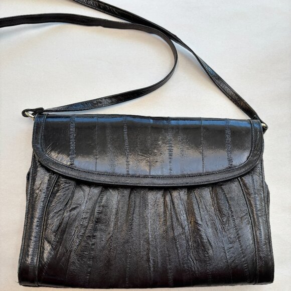 Vintage Black Eel Skin Clutch with Strap - Picture 8 of 8